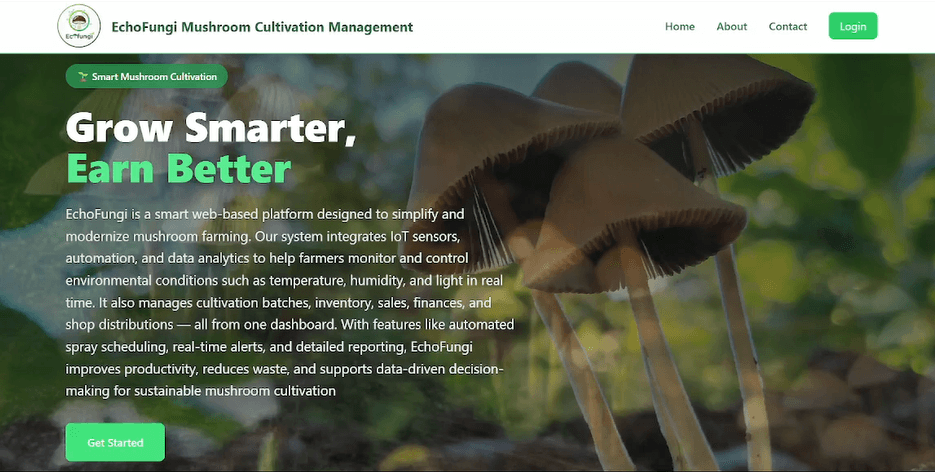 π Echo Fungi β Smart Mushroom Cultivation Management System (MERN + IoT) π