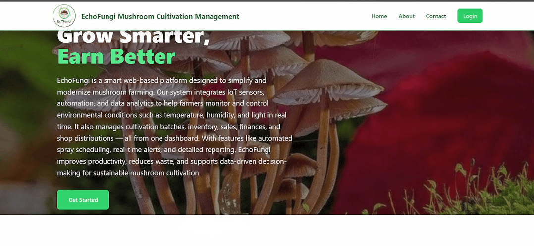 Echo Fungi – Smart Mushroom Cultivation Management System (MERN + IoT)